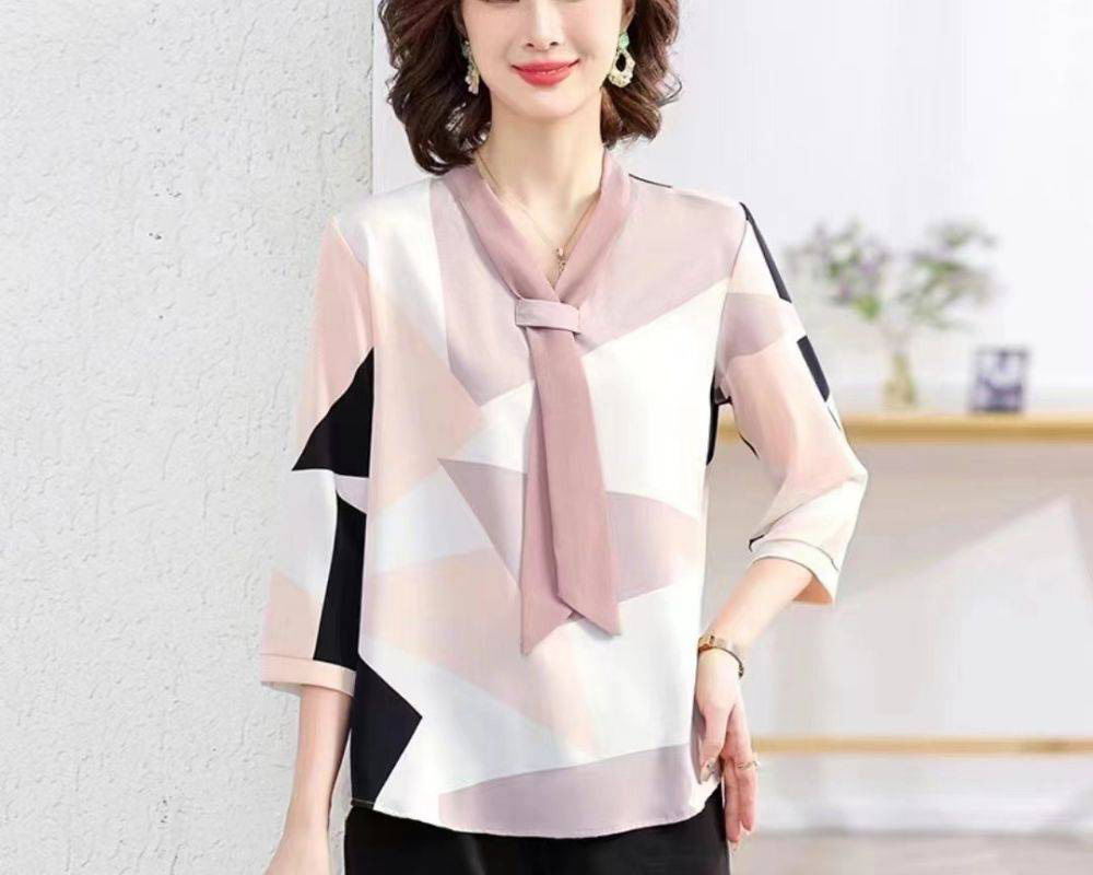 六分袖雪紡襯衫