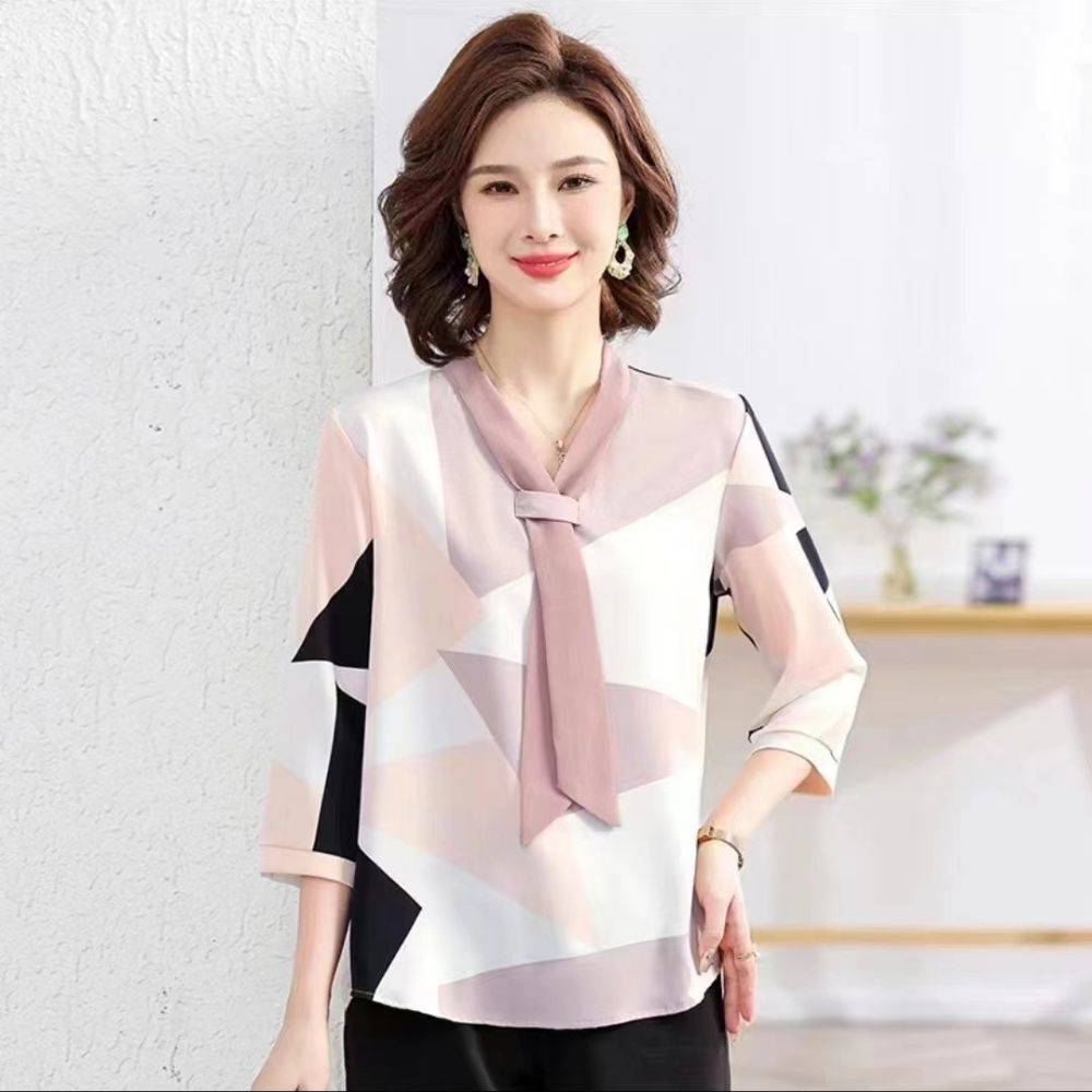 六分袖雪紡襯衫