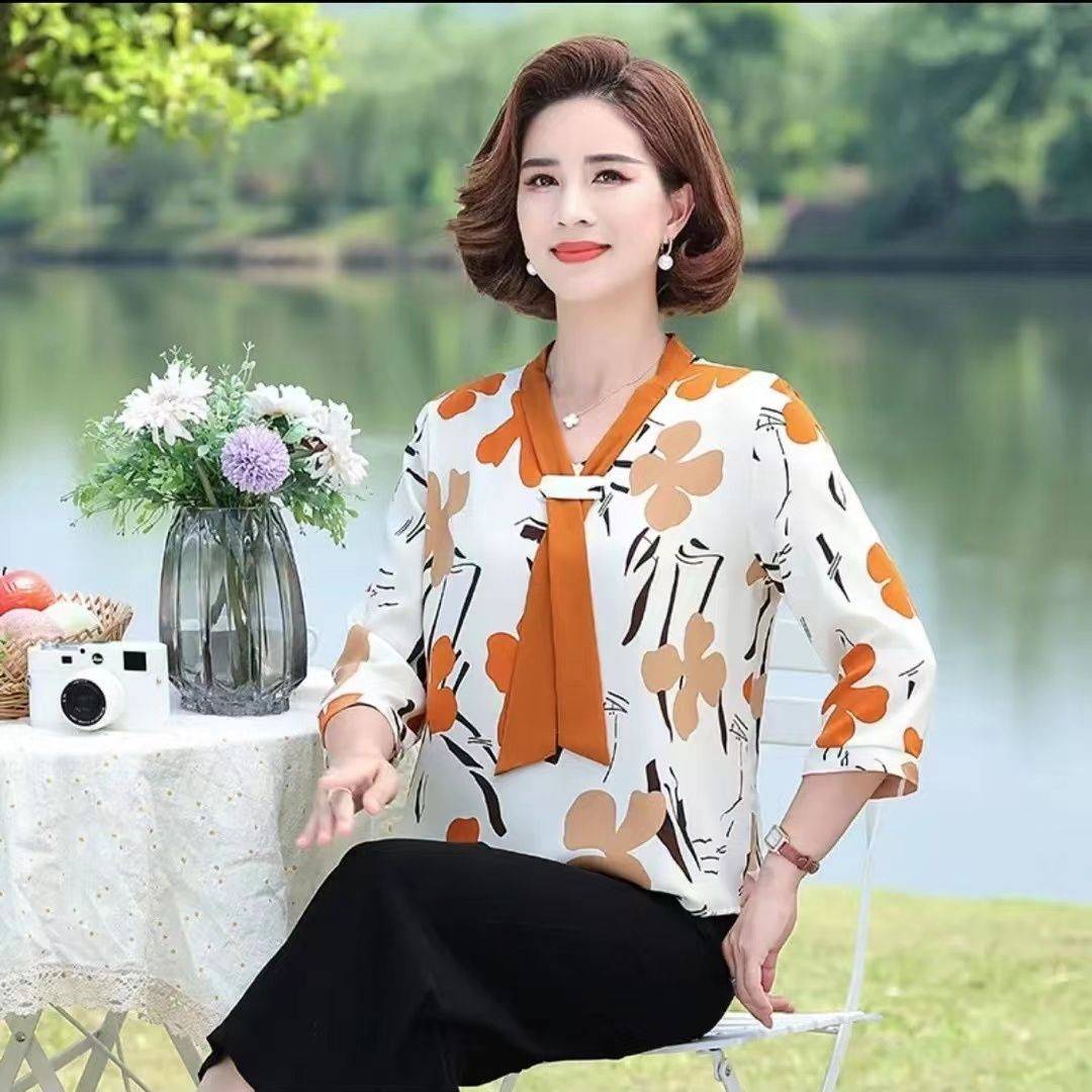 六分袖雪紡襯衫