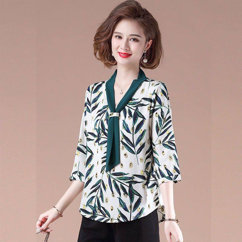 六分袖雪紡襯衫