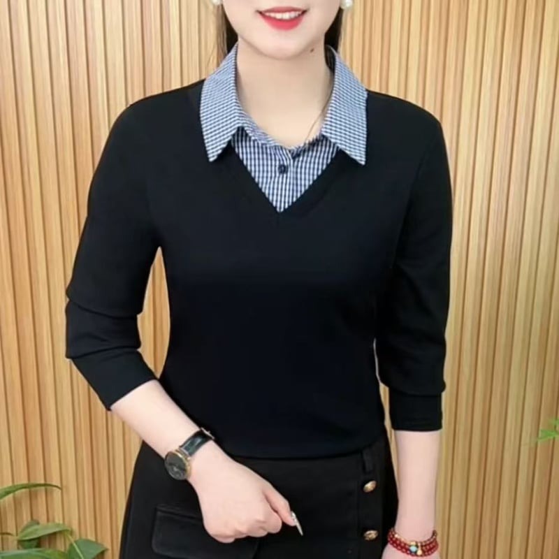 撞色翻領針織衫